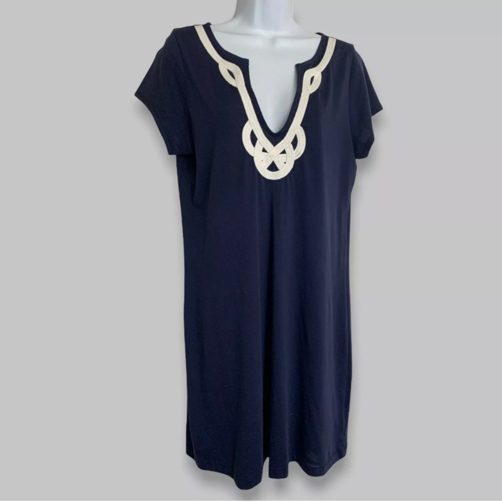 LILLY PULITZER Brewster True Navy Blue Tee Shirt T Shirt Dress Size Large